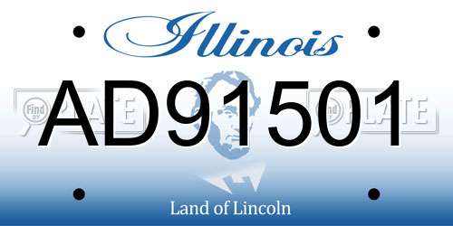 AD91501 Illinois License Plate