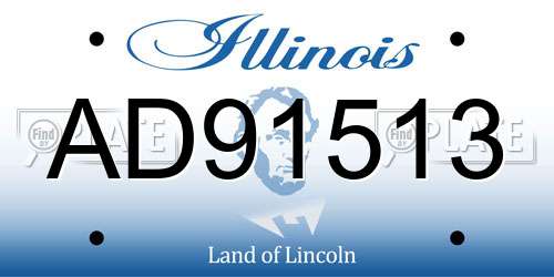 AD91513 Illinois License Plate
