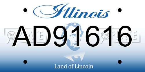 AD91616 Illinois License Plate