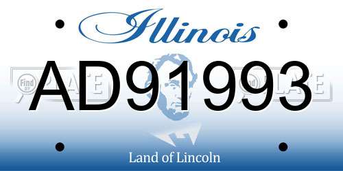 AD91993 Illinois License Plate