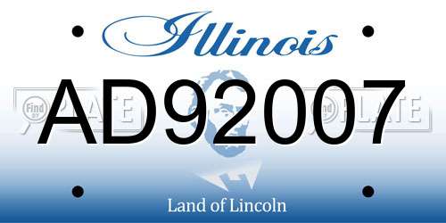 AD92007 Illinois License Plate