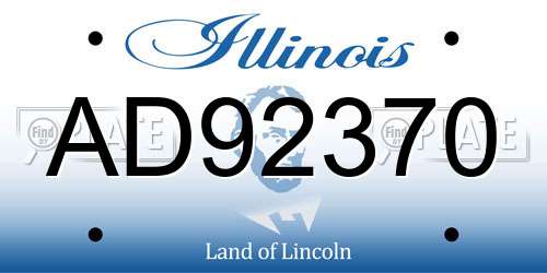 AD92370 Illinois License Plate