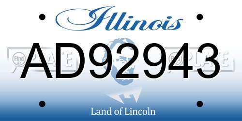 AD92943 Illinois License Plate