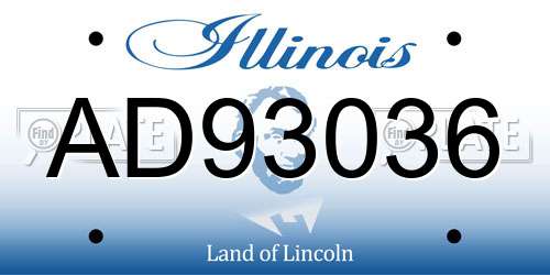 AD93036 Illinois License Plate