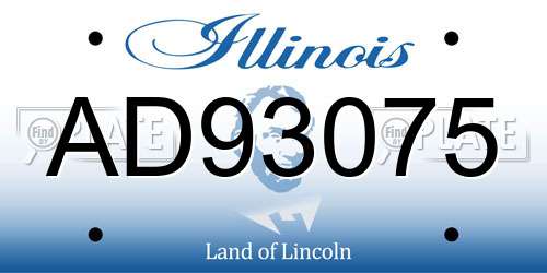 AD93075 Illinois License Plate