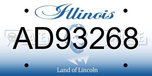 AD93268 Illinois License Plate
