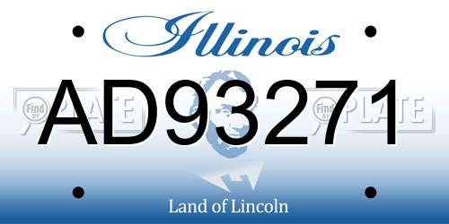 AD93271 Illinois License Plate