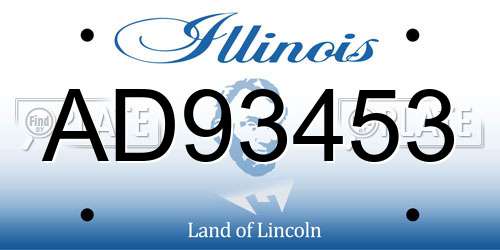 AD93453 Illinois License Plate