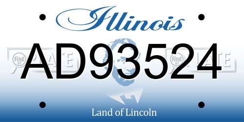 AD93524 Illinois License Plate