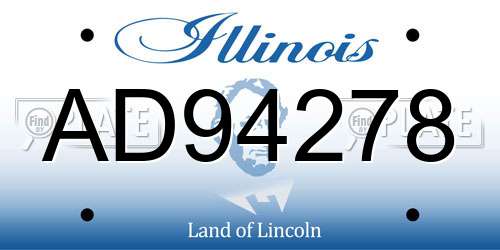 AD94278 Illinois License Plate