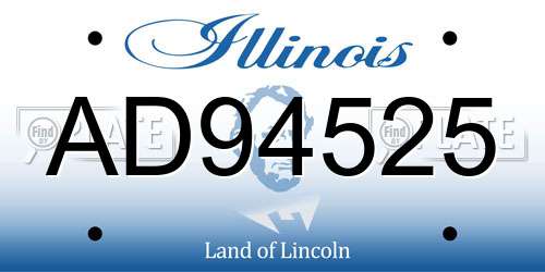 AD94525 Illinois License Plate