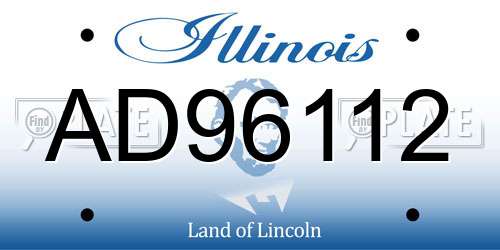 AD96112 Illinois License Plate