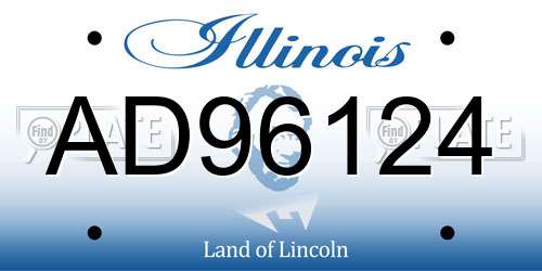 AD96124 Illinois License Plate