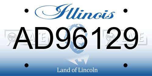 AD96129 Illinois License Plate