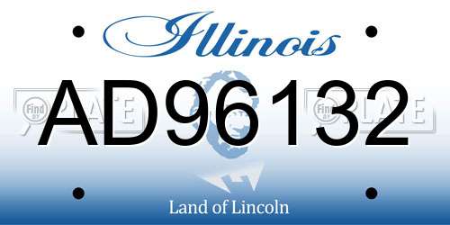 AD96132 Illinois License Plate