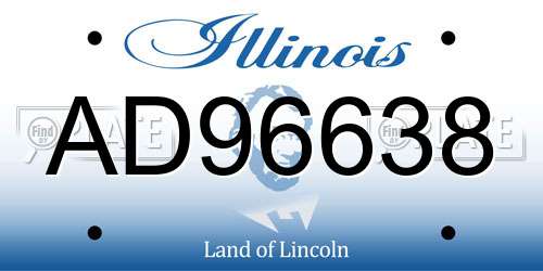 AD96638 Illinois License Plate