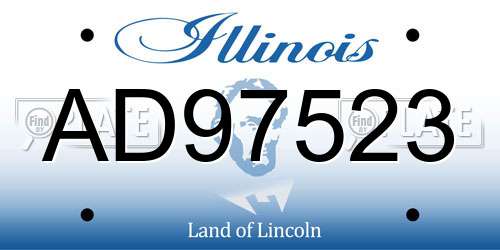 AD97523 Illinois License Plate