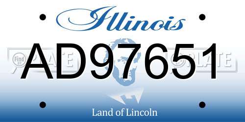 AD97651 Illinois License Plate