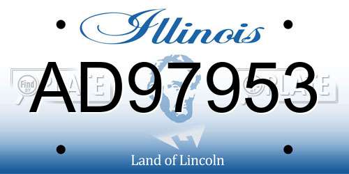 AD97953 Illinois License Plate