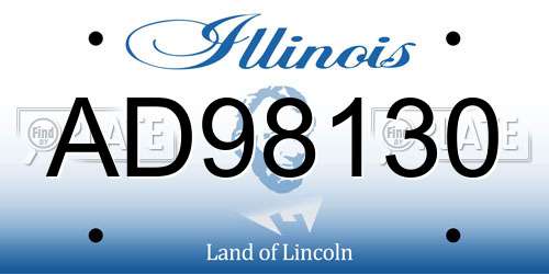 AD98130 Illinois License Plate