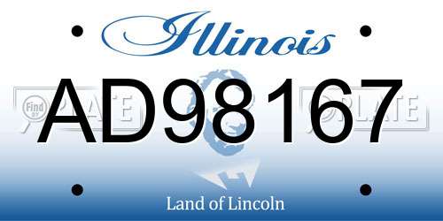 AD98167 Illinois License Plate