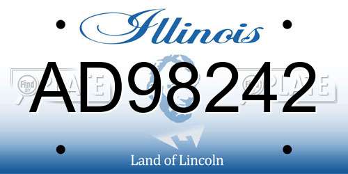 AD98242 Illinois License Plate