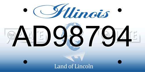 AD98794 Illinois License Plate
