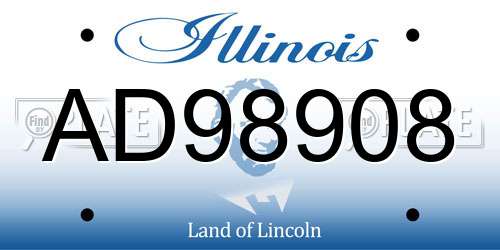 AD98908 Illinois License Plate