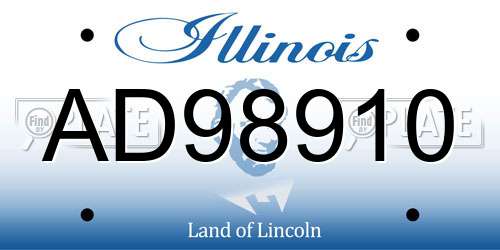 AD98910 Illinois License Plate