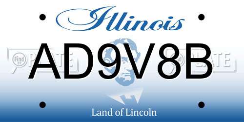 AD9V8B Illinois License Plate