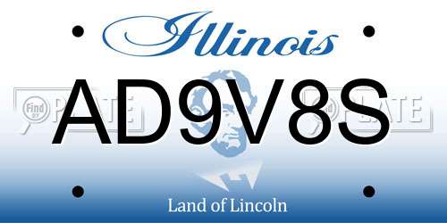 AD9V8S Illinois License Plate