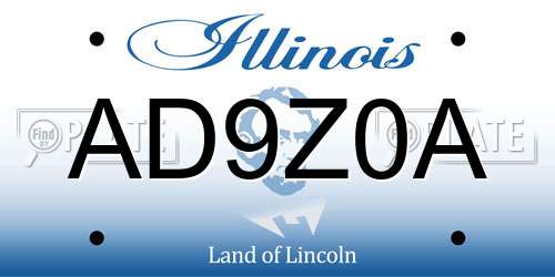 AD9Z0A Illinois License Plate