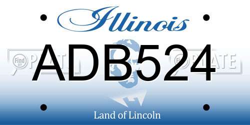 ADB524 Illinois License Plate