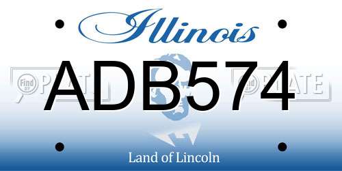 ADB574 Illinois License Plate