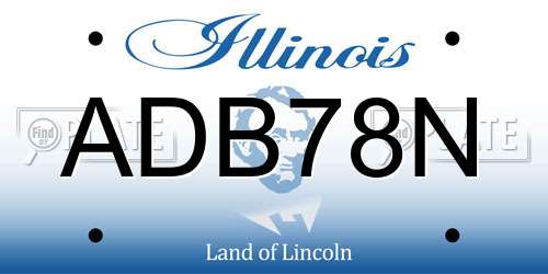 ADB78N Illinois License Plate