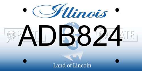 ADB824 Illinois License Plate