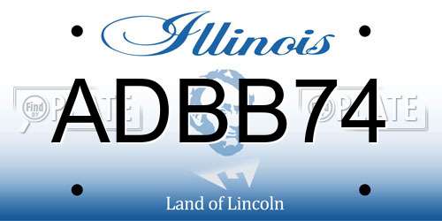 ADBB74 Illinois License Plate