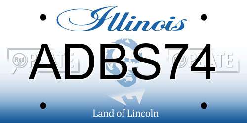 ADBS74 Illinois License Plate