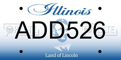 ADD526 Illinois License Plate