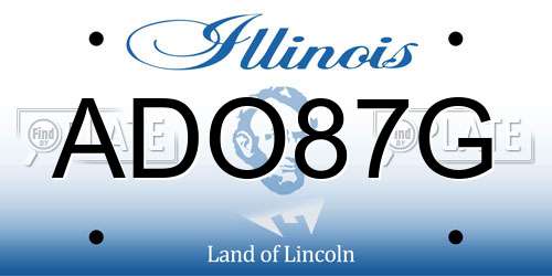 ADO87G Illinois License Plate