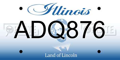 ADQ876 Illinois License Plate