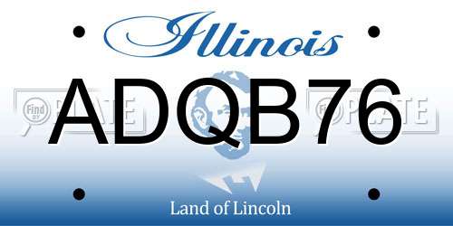 ADQB76 Illinois License Plate