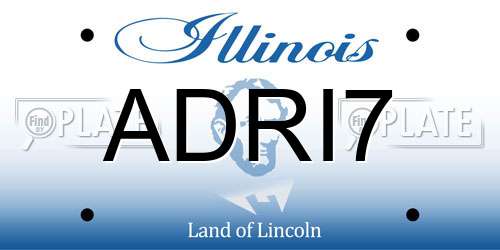 ADRI7 Illinois License Plate