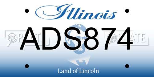 ADS874 Illinois License Plate
