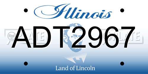 ADT2967 Illinois License Plate