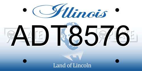 ADT8576 Illinois License Plate