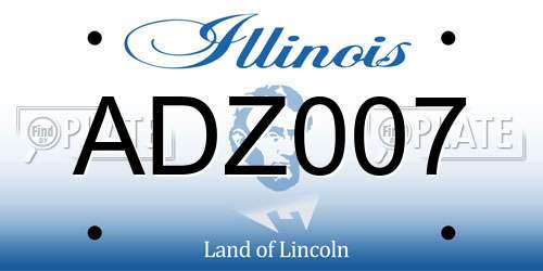 ADZ007 Illinois License Plate