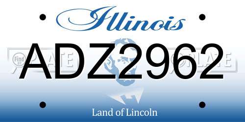 ADZ2962 Illinois License Plate
