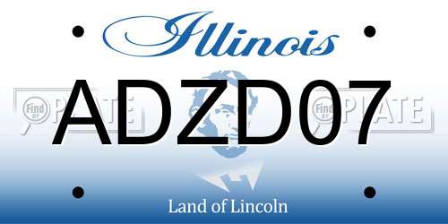 ADZD07 Illinois License Plate