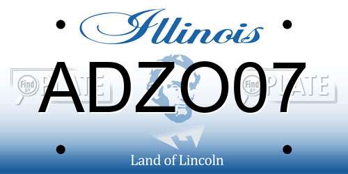 ADZO07 Illinois License Plate